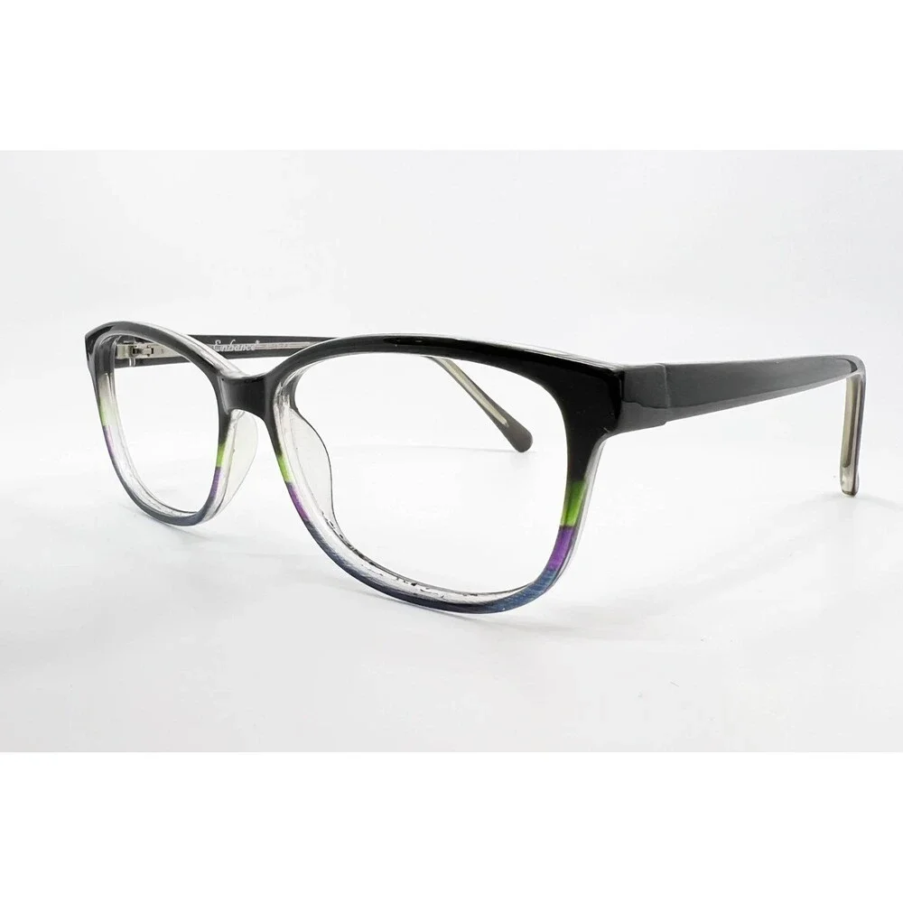 Enhance Eyeglass Frames Womens Black Mix Rectangle Full Rim 47-15-142 39336